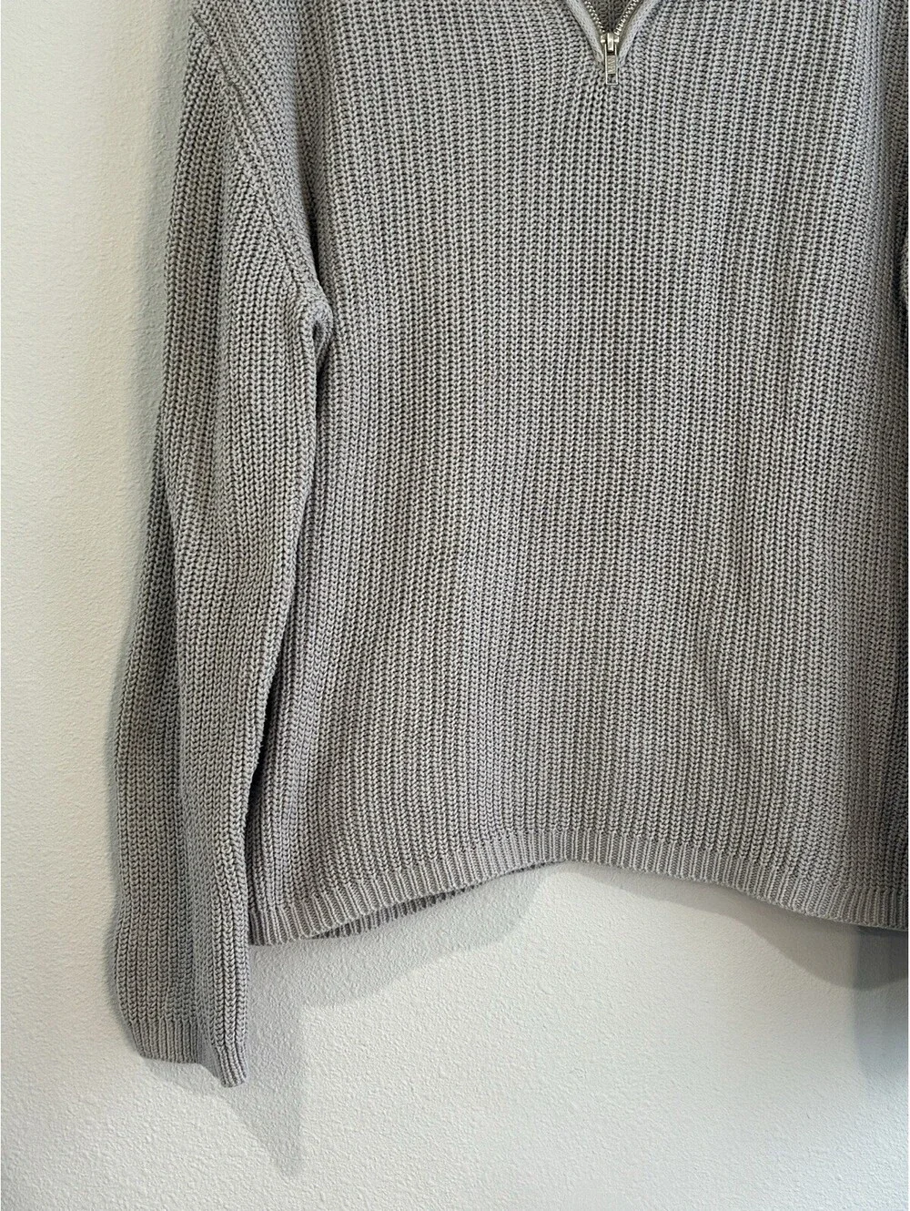 MAN BoohooMan Ribbed Quarter Zip Funnel Neck Sweater Men’s SMALL 100% Cotton